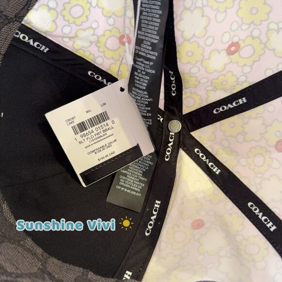 NWT COACH Floral Print Baseball Hat CBO67 Lime M/L - Picture 6 of 6